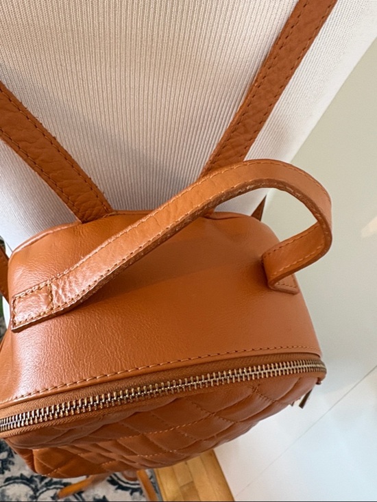 Quilted Caramel Leather Mini Backpack Made in Italy - Stylish Everyday Bag main image 4